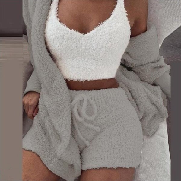 W 3-piece Plush Pajamas Suit - Image 4