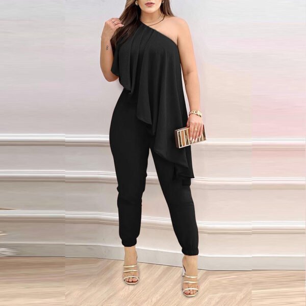 ⁦Printed One-shoulder Ruffled Jumpsuit⁩ - الصورة ⁦4⁩