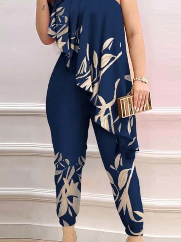 ⁦Printed One-shoulder Ruffled Jumpsuit⁩ - الصورة ⁦6⁩