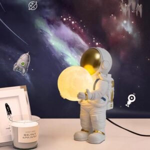 Children's Room Astronaut Table Lamp Boy Bedroom Moon Atmosphere Spaceman Night Light Creative Gift Bedside Lamp