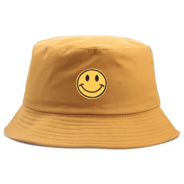 ⁦Fisherman's Hat Japanese Children's Big Smiley Face Women's Sun Protection Sun Hat Spring And Summer Korean Style Trendy Internet Celebrity Embroidery Pot Hat⁩ - الصورة ⁦4⁩