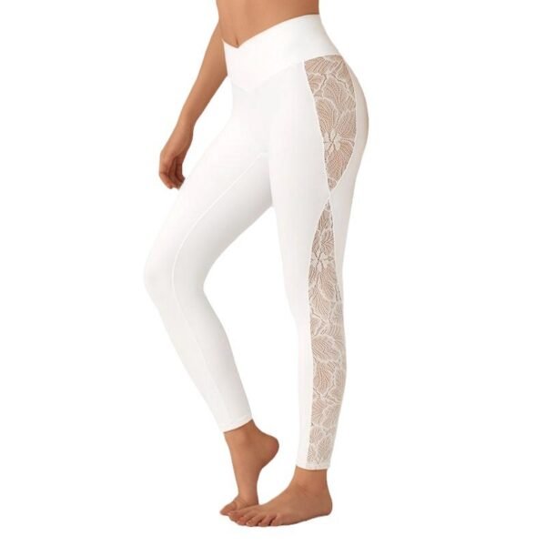 ⁦Slim Lace Stitching Yoga Leggings High Waist Cross-border Running Fitness Clothing⁩ - الصورة ⁦5⁩