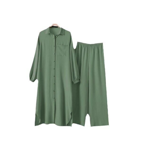 ⁦Muslim Women's Arabic Style Spring Autumn Casual Dress Set Mushroom Button Fashionable Long Skirt Polyester Viscose Blend⁩ - الصورة ⁦5⁩