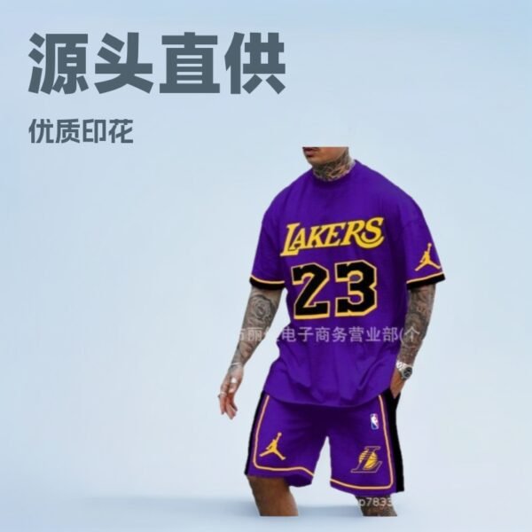 2025 Summer New Cross-border Foreign Trade High-quality Printed American T-shirt Factory Source Direct Supply Suit