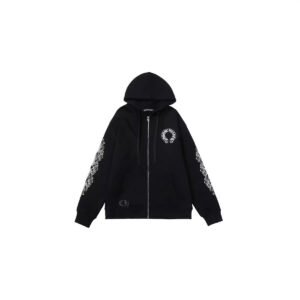 Autumn And Winter New Classic Cross Horseshoe Flower Arm Zipper Sweatshirt