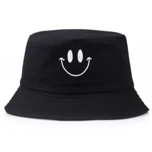 Fisherman's Hat Japanese Children's Big Smiley Face Women's Sun Protection Sun Hat Spring And Summer Korean Style Trendy Internet Celebrity Embroidery Pot Hat