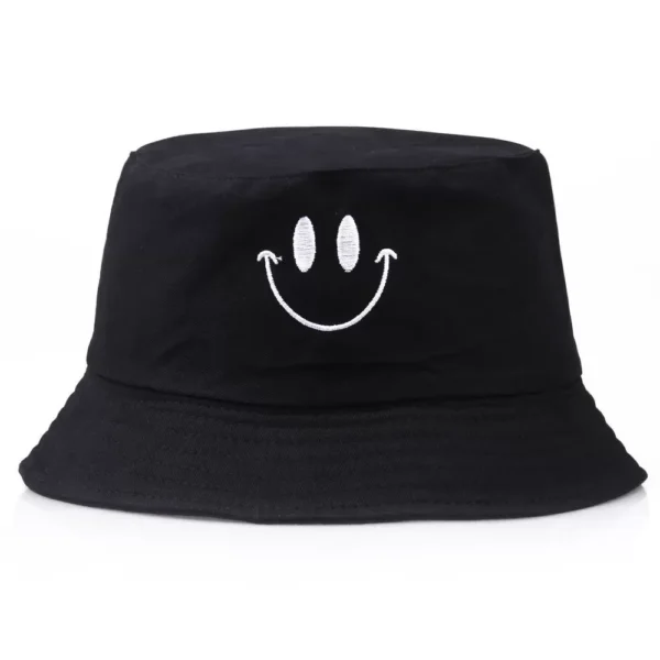 Fisherman's Hat Japanese Children's Big Smiley Face Women's Sun Protection Sun Hat Spring And Summer Korean Style Trendy Internet Celebrity Embroidery Pot Hat
