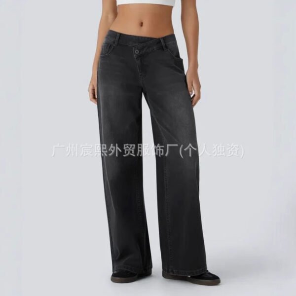 Women's Personalized High-Wait Straight-Line Jeans - Image 4