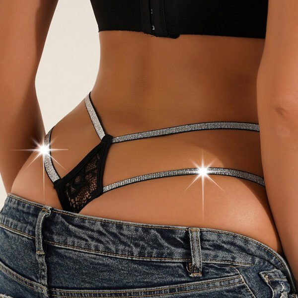 European And American Sexy Pure Desire Foreign Trade Underwear Female Lace Mesh Seamless Adjustable Thin Strap Thongs Thongs - Image 2