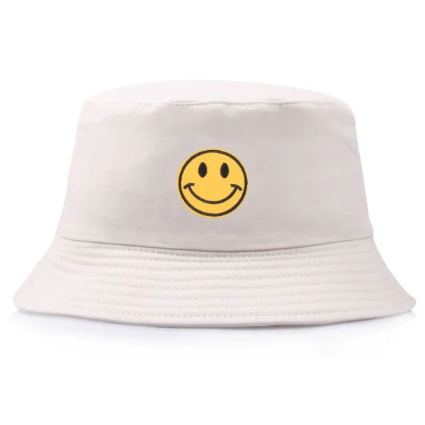 ⁦Fisherman's Hat Japanese Children's Big Smiley Face Women's Sun Protection Sun Hat Spring And Summer Korean Style Trendy Internet Celebrity Embroidery Pot Hat⁩ - الصورة ⁦5⁩