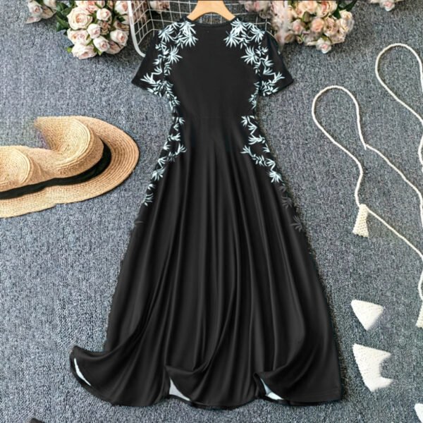 ⁦Women's Elegant Short Sleeve Maxi Dresses Casual Empire Waist Long Dress⁩ - الصورة ⁦10⁩