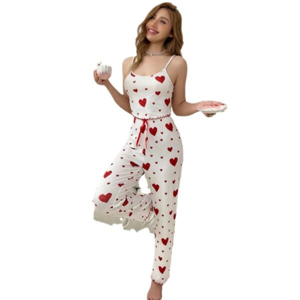 ⁦Love Sling Vest Pajamas Women Can Outer Wear Trousers Two-piece Suit⁩ - الصورة ⁦3⁩