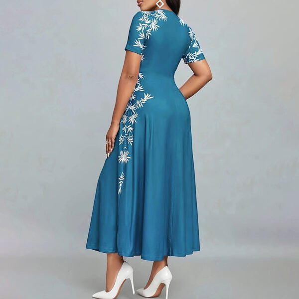 ⁦Women's Elegant Short Sleeve Maxi Dresses Casual Empire Waist Long Dress⁩ - الصورة ⁦9⁩