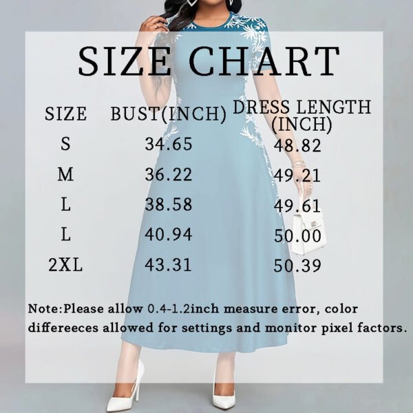 ⁦Women's Elegant Short Sleeve Maxi Dresses Casual Empire Waist Long Dress⁩ - الصورة ⁦4⁩