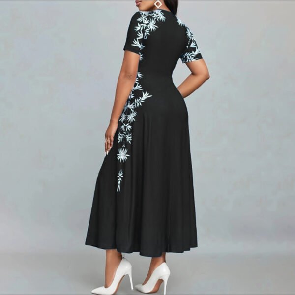 ⁦Women's Elegant Short Sleeve Maxi Dresses Casual Empire Waist Long Dress⁩ - الصورة ⁦6⁩